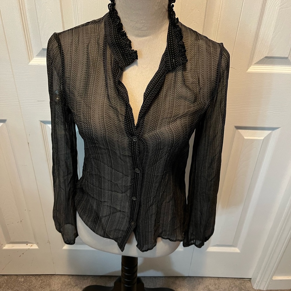 Theory size M Silk Blend Elegant Black Sheer Women's Top